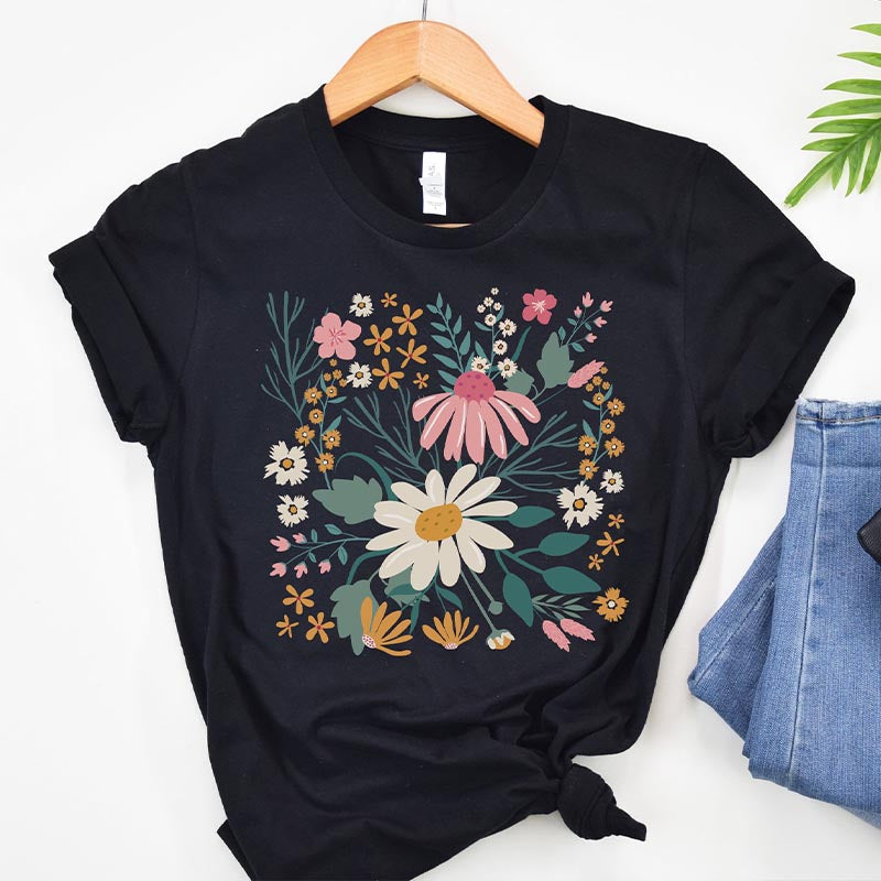 Trendy Floral Wild Flower Mom Gift T-Shirt