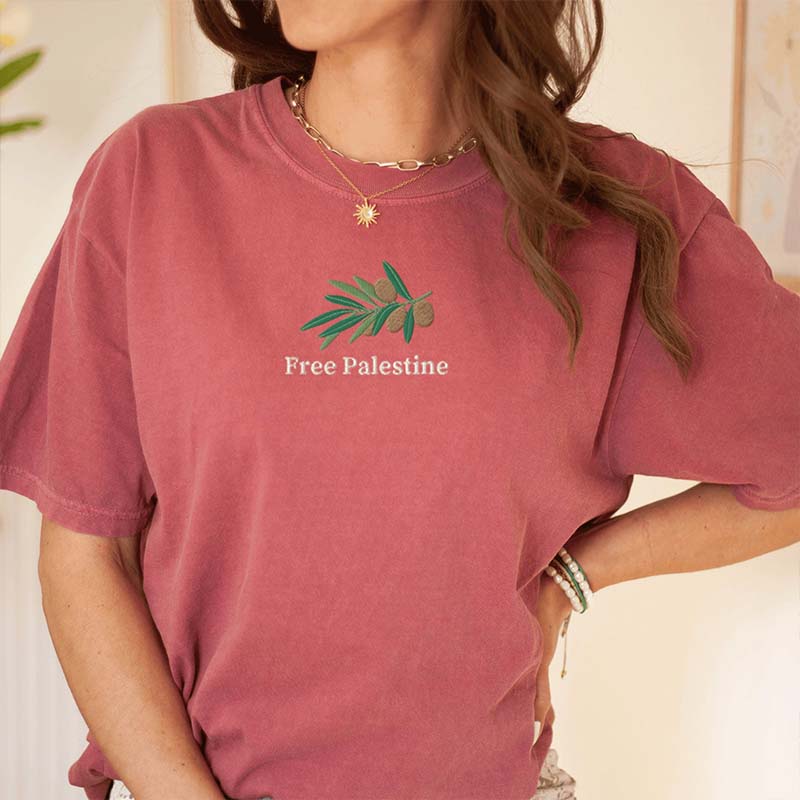 Free Palestine Gaza Olives Printed T-Shirt