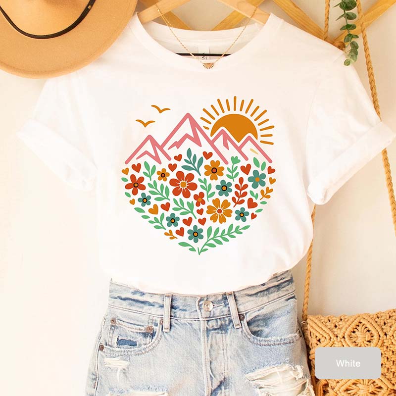 Floral Mountain Graphic Outdoor T-Shirt