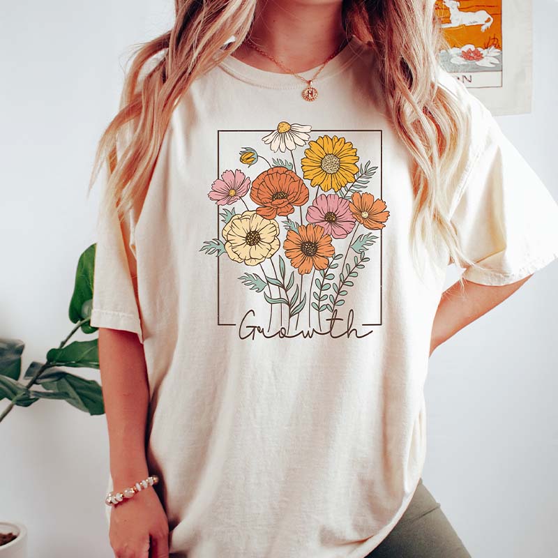 Growth WildFlower Graphic Inspirational T-Shirt
