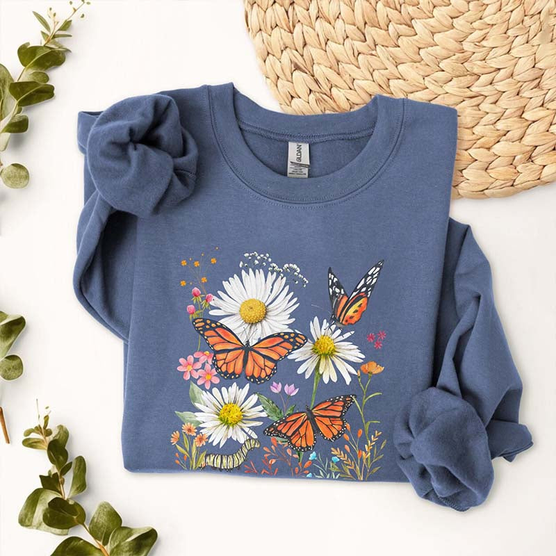 Monarch Butterfly Daisies Sweatshirt