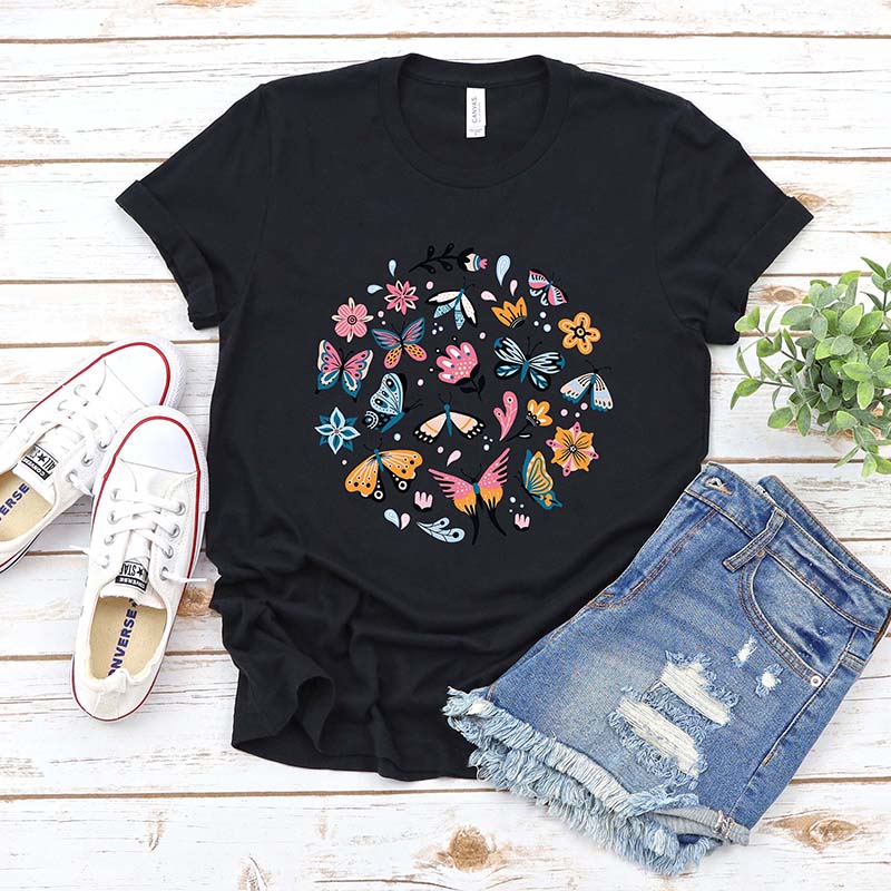Flower Heart Best Friend Butterfly T-Shirt