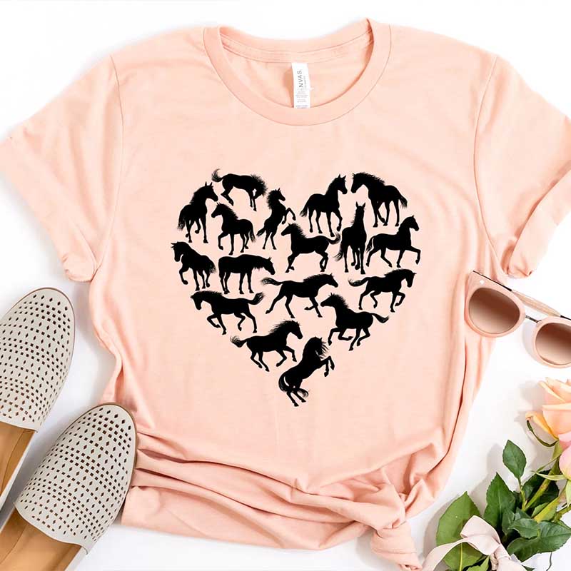 Horse Heart Silhouette Equestrian T-Shirt
