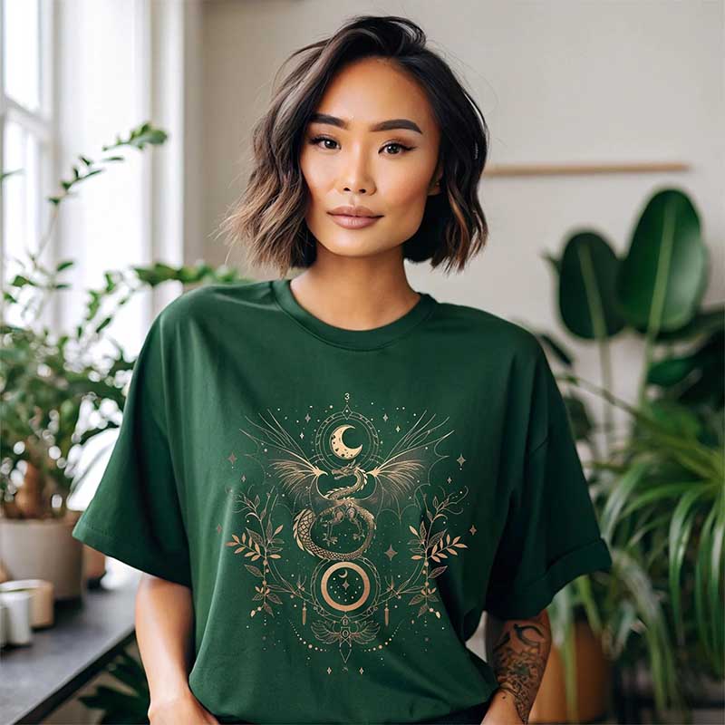 Vintage Mystical Dragon and Moon T-Shirt
