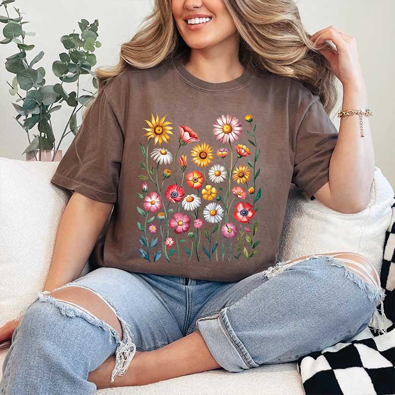 Summer Flower Print Nature Floral T-Shirt