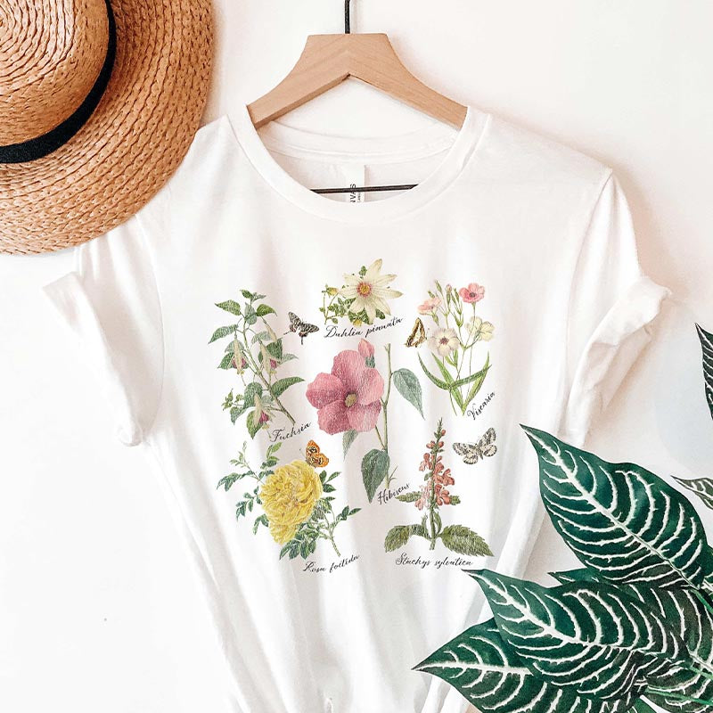 Botanical Print Wildflower Graphic T-Shirt