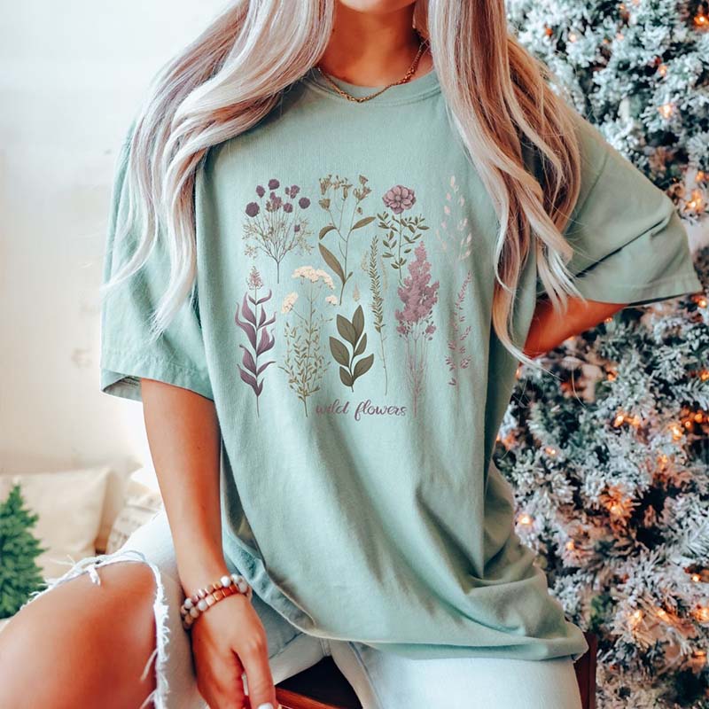 Pressed Flowers Floral Garden Nature T-Shirt