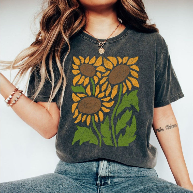 Sunflowers Tshirt Boho Floral T-Shirt