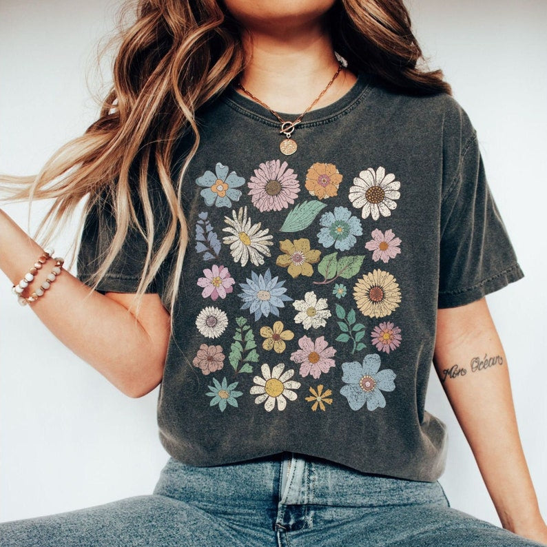 Groovy Floral Tshirt Boho Wildflowers T-Shirt