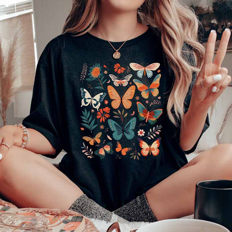 Retro Hippie Chic Butterfly Moth T-Shirt