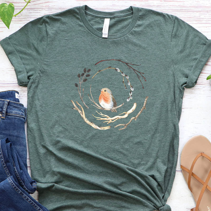 Bird Nest Peace Watercolor T-Shirt