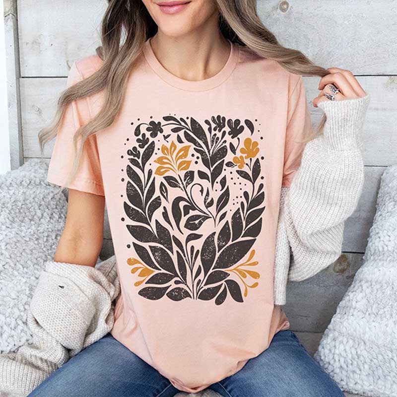 Boho Chic Graphic Groovy Floral T-Shirt