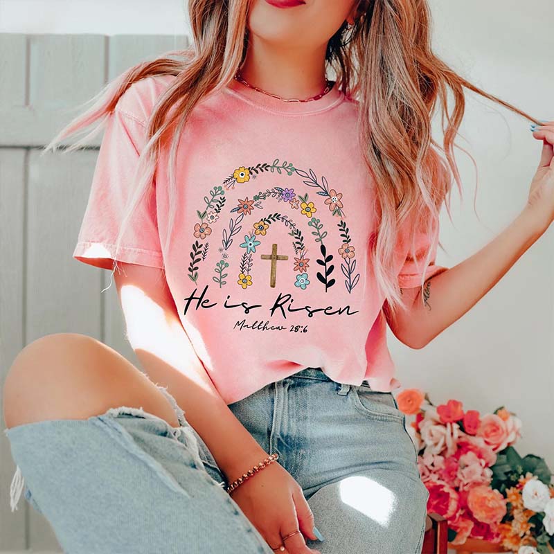 Wildflowers Easter He Is Risen T-Shirt