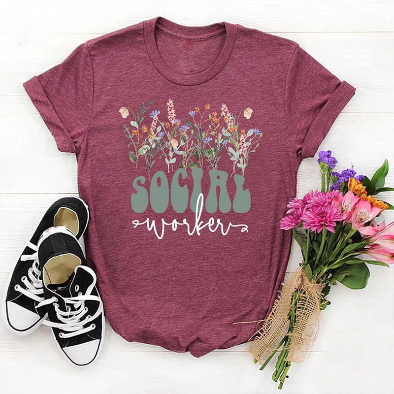 Social Worker Wildflowers T-Shirt