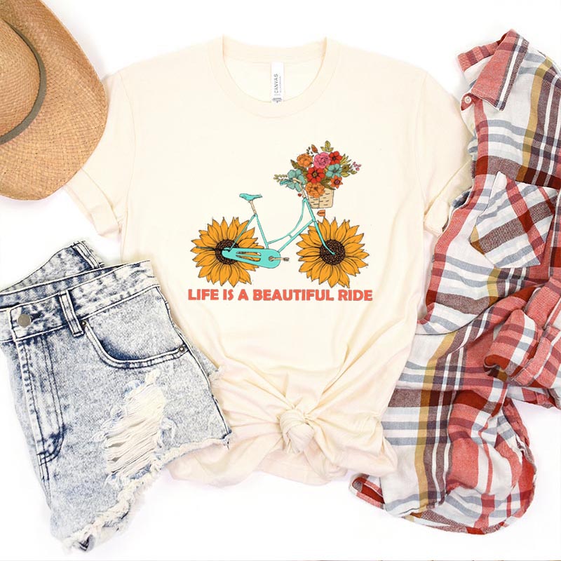 Life Is A Beautiful Ride Sunflower T-Shirt