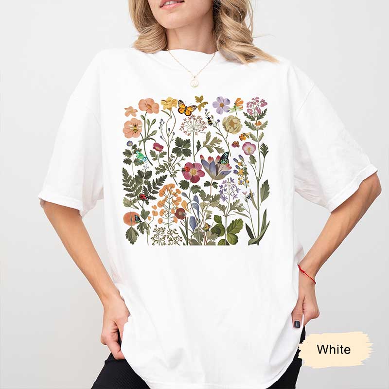 Cute Lady Gardener Floral T-Shirt