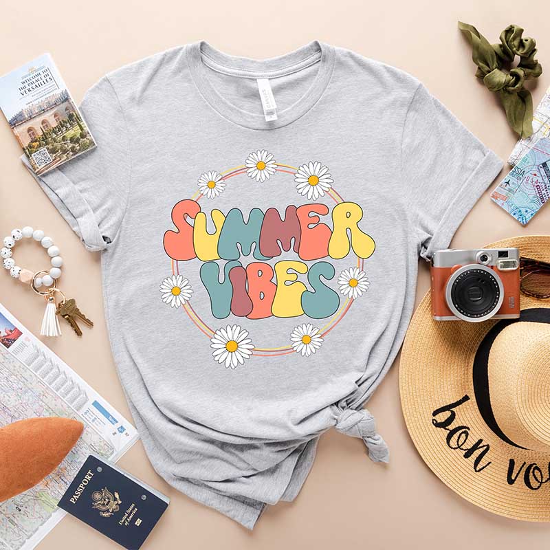 Summer Vibes Vacation Flowers T-Shirt