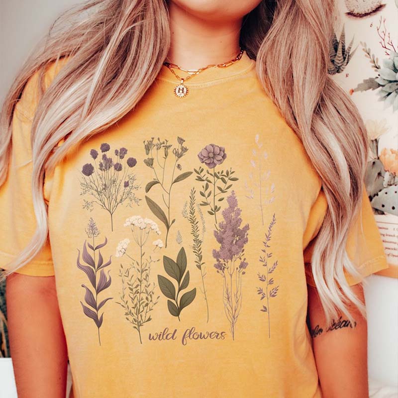 Pressed Flowers Floral Garden Nature T-Shirt