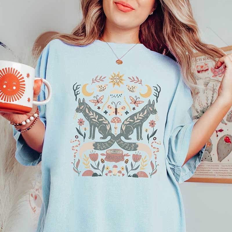 Swedish Folk Art Fox Scandinavian T-Shirt