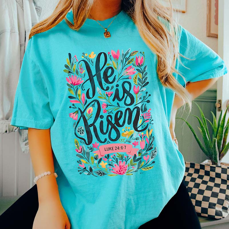 He Is Risen Easter Floral T-Shirt