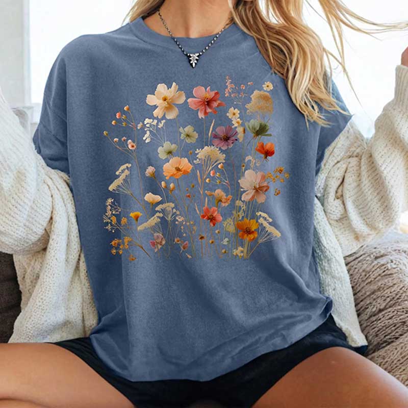 Vintage Boho Botanical Wildflowers Garden Lover T-Shirt