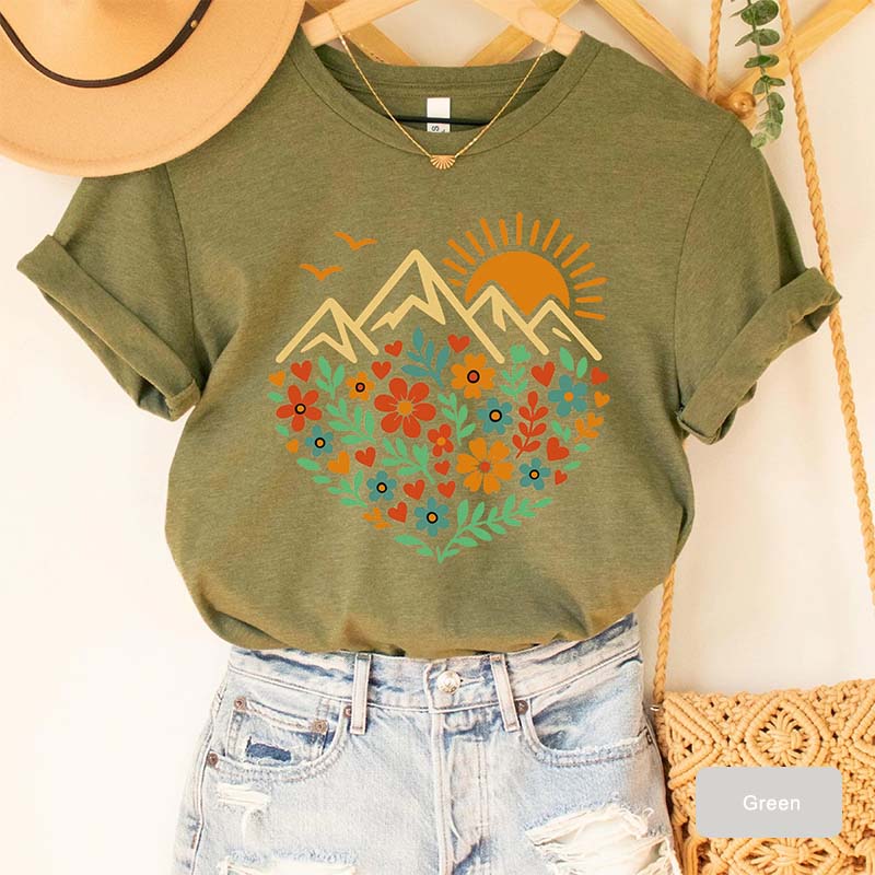 Floral Mountain Graphic Outdoor T-Shirt