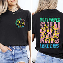 Boat Waves Sun Rays Lake Days T-Shirt