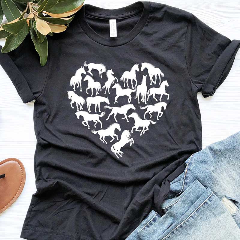 Horse Heart Silhouette Equestrian T-Shirt