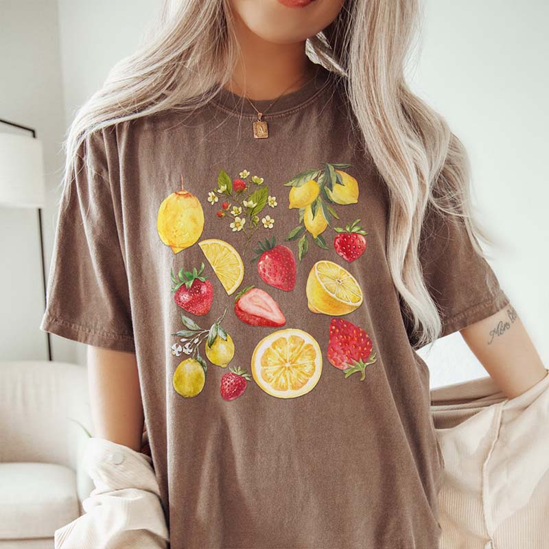Lemon Strawberry Aesthetic Fruit T-Shirt