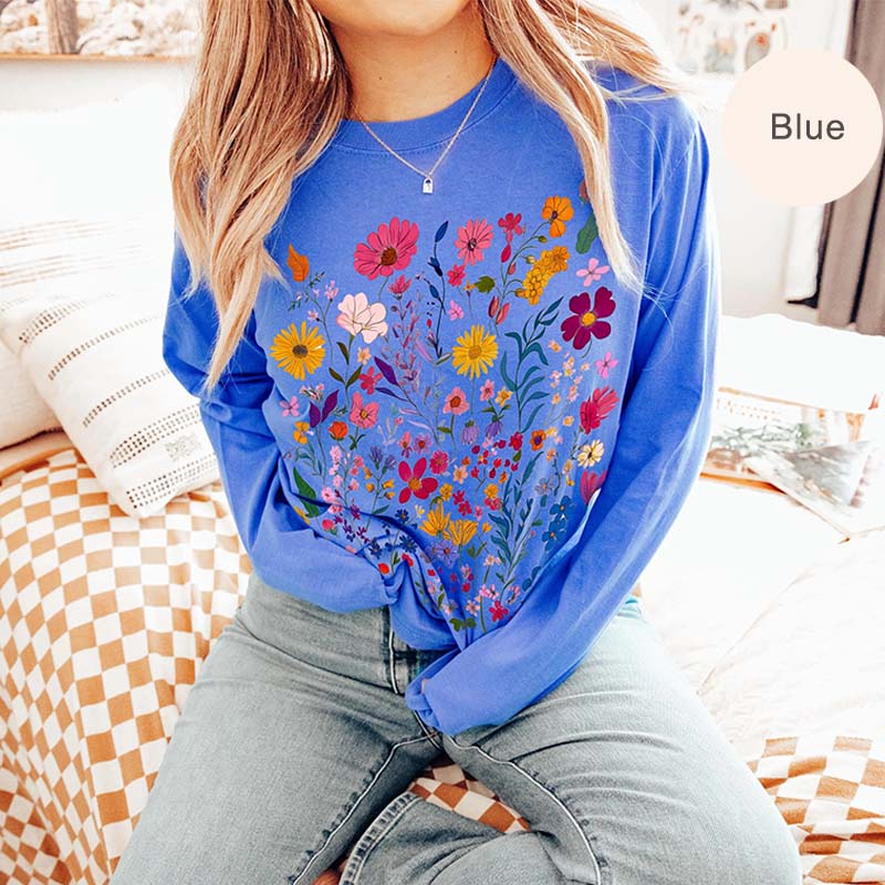 Vintage Pressed Flowers Rose Pink Sweatshirt