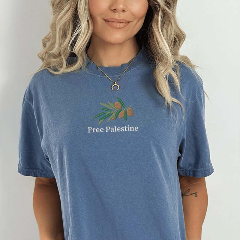 Free Palestine Gaza Olives Printed T-Shirt