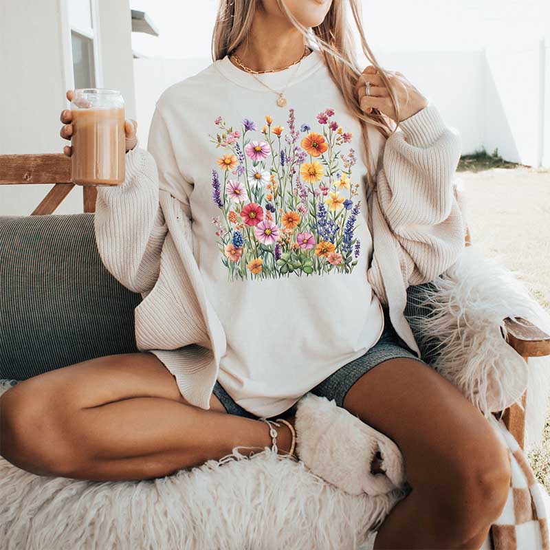 Vintage Pressed Purple Flowers T-Shirt