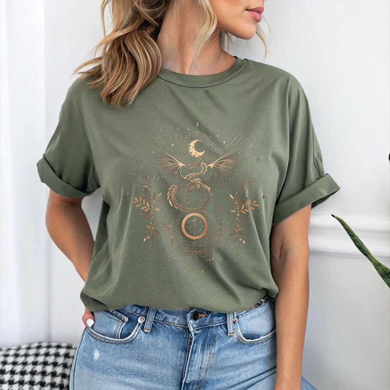 Vintage Mystical Dragon and Moon T-Shirt