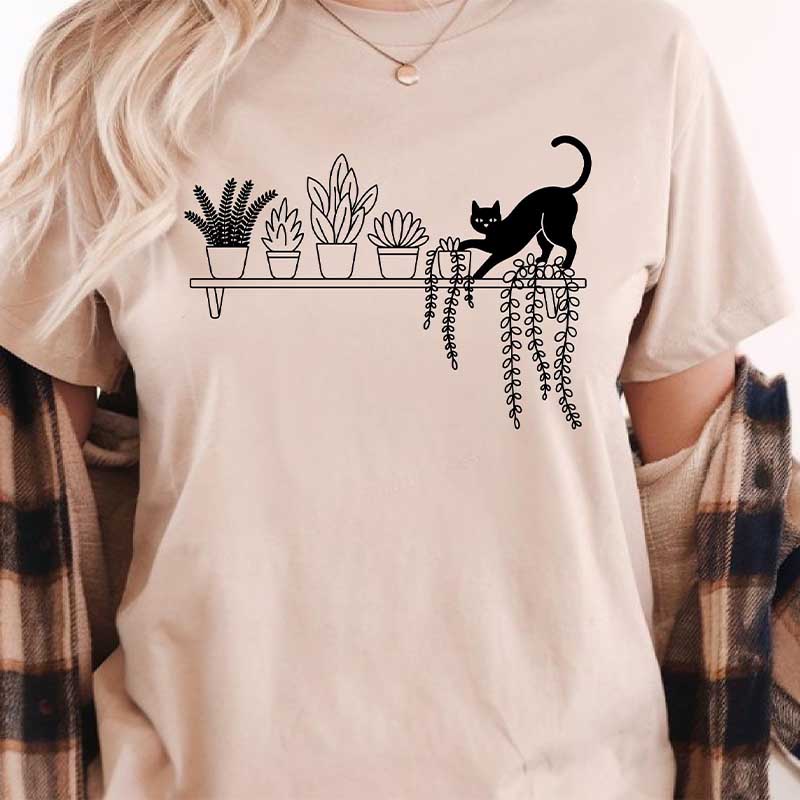 Cat Knocking Over Plants T-Shirt