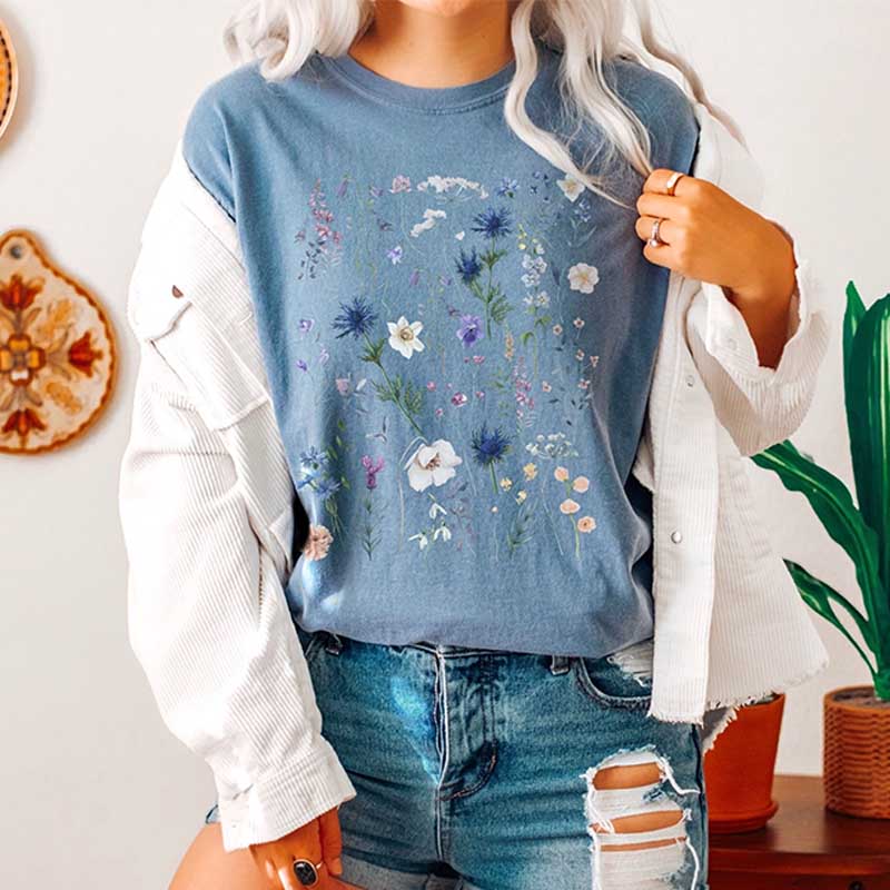Comfort Colors Botanical WildFlowers Wildlife T-Shirt
