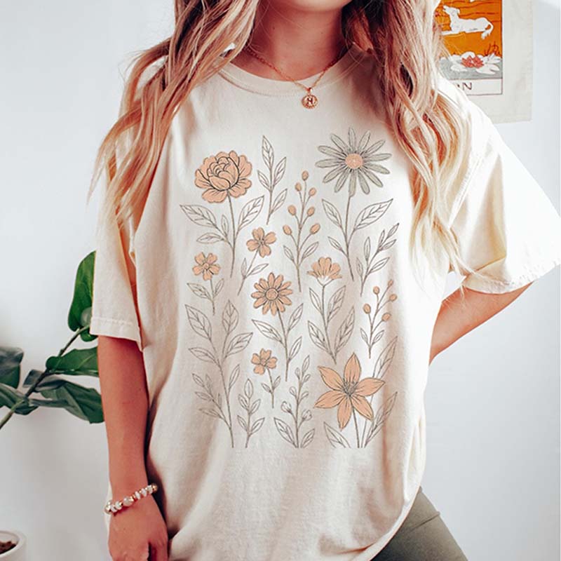 Vintage Pressed Flowers Yellow Wildflowers T-Shirt
