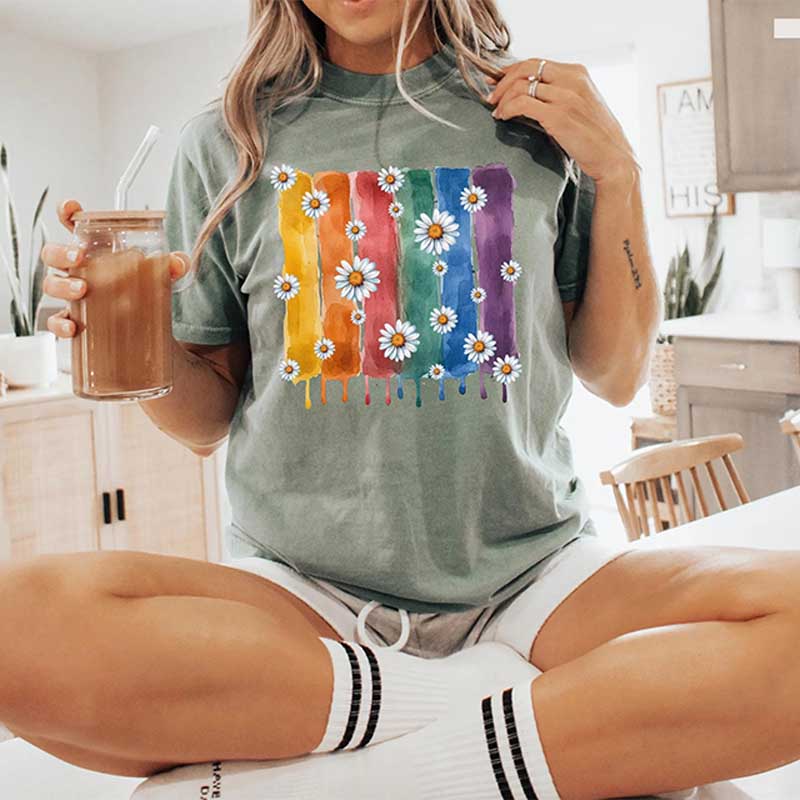 Rainbow Daisies Pride Month T-Shirt