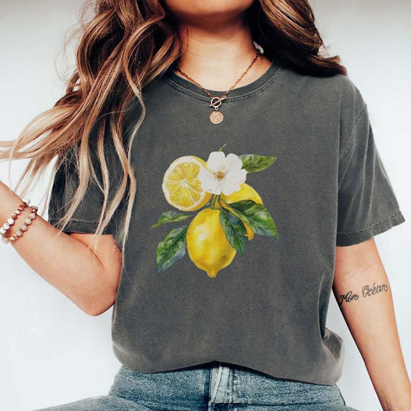 Vintage Lemon Art Graphic Fruit T-Shirt
