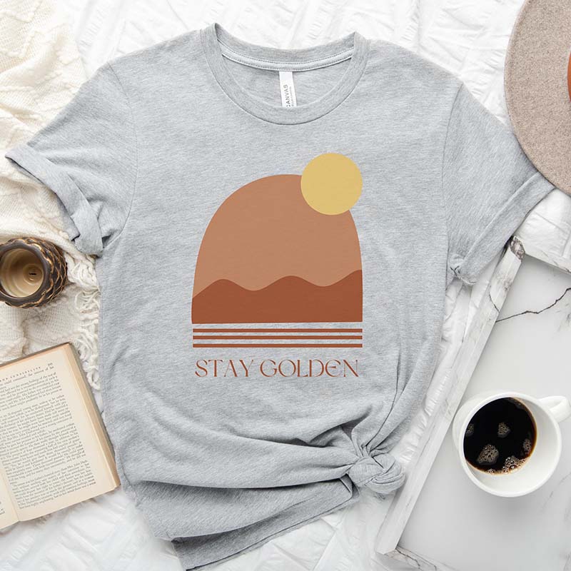 Stay Golden Abstract Mountain  Sunset T-Shirt