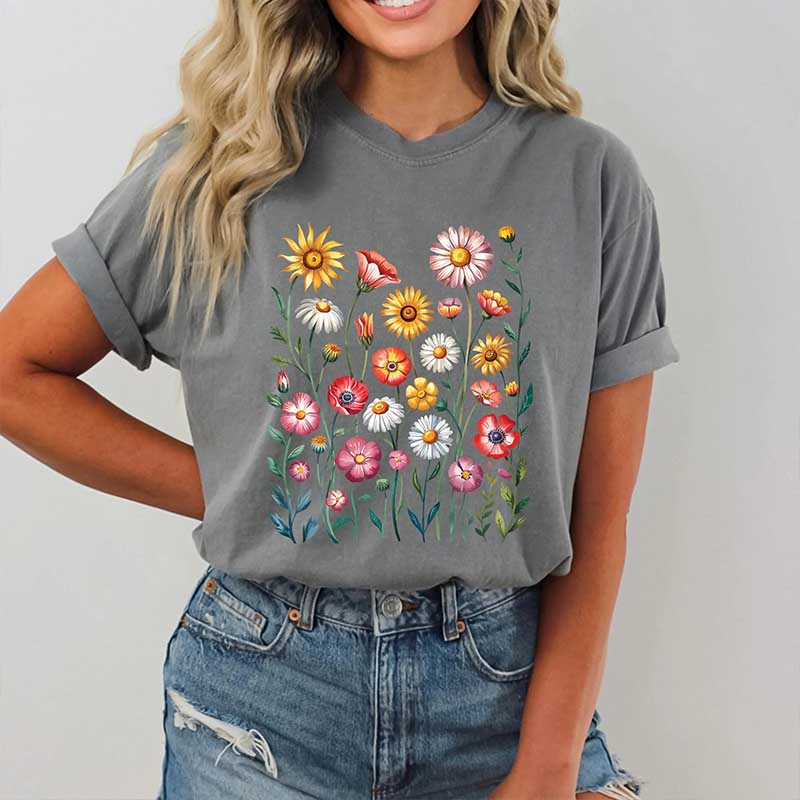 Summer Flower Print Nature Floral T-Shirt