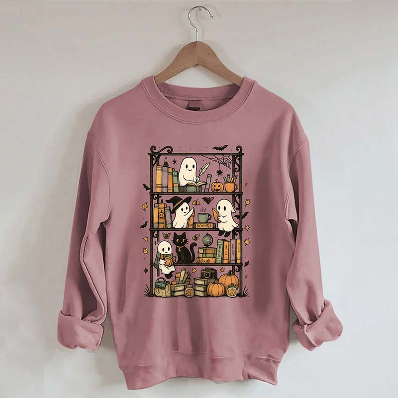 Retro Halloween Bookshelf Sweatshirt