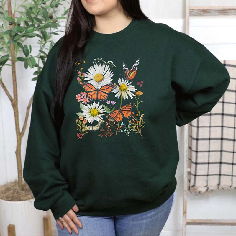 Monarch Butterfly Daisies Sweatshirt