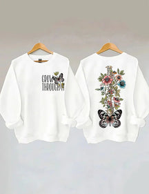 Grow Through It Floral Butterfly Sweatshirt