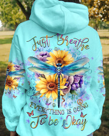 Just Berathe Everything Is To Be Going Okay Dragonfly Flowers Hoodie