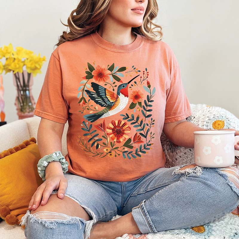 Hummingbird Folk Bird Gifts T-Shirt