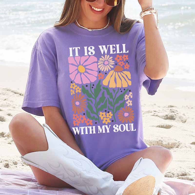 Floral It is Well Soul Scripture T-Shirt