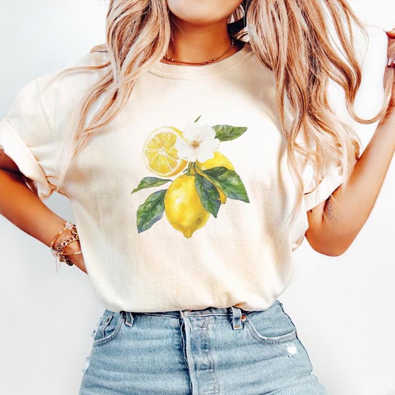 Vintage Lemon Art Graphic Fruit T-Shirt