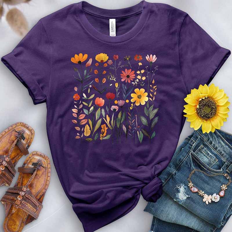 Floral Pink Flowers Printed T-Shirt