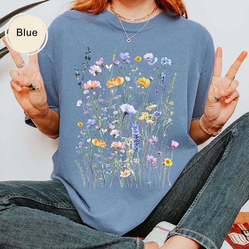 Vintage Boho Flowers Botanical Floral T-Shirt