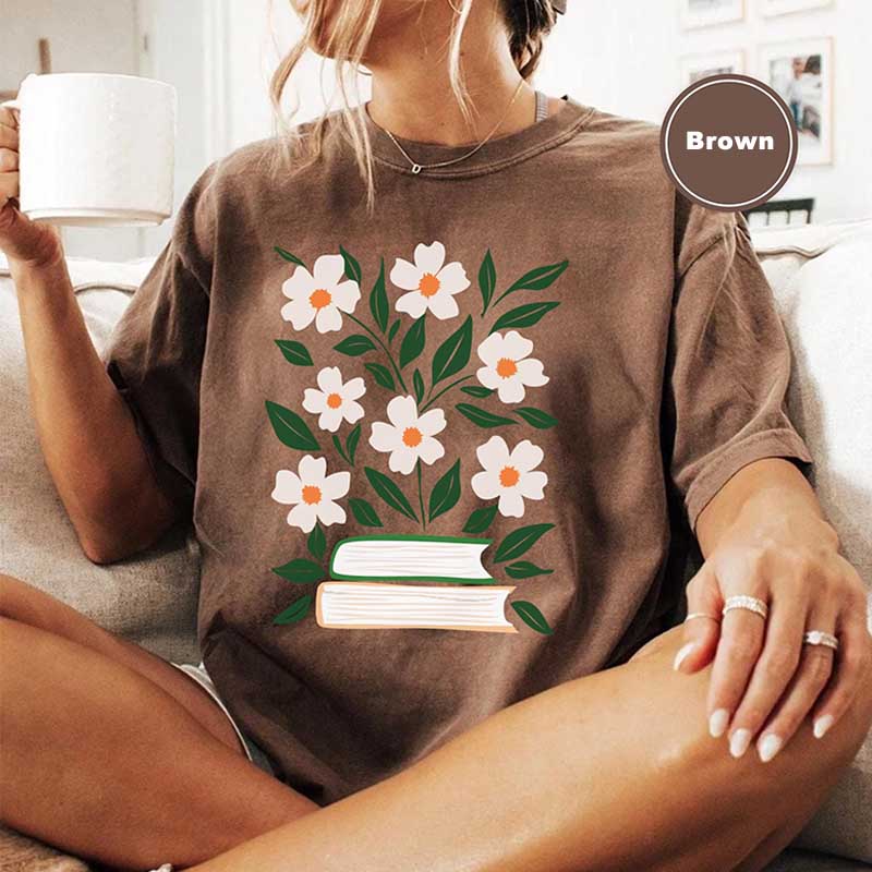 Boho Flower Book Comfort Colors Summer T-Shirt
